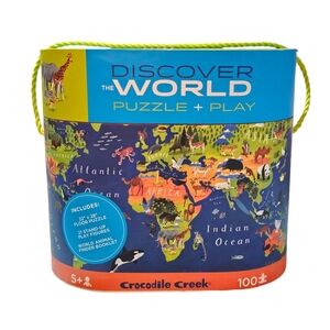 Crocodile Creek Discover The World 100pc Puzzle & Play Set NEW